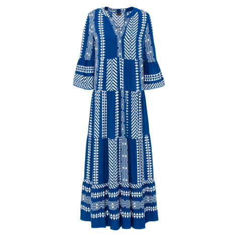 Bonprix BODYFLIRT dlouhé šaty se vzorem Barva: Modrá, Mezinárodní