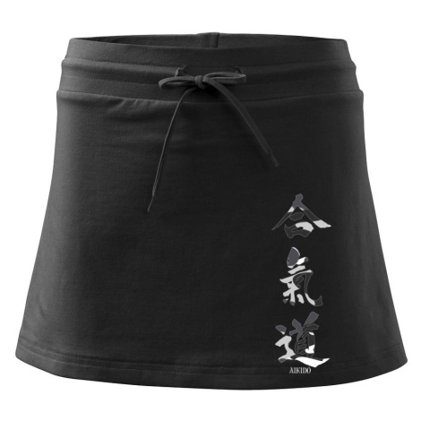 Aikidó maskáčový nápis - Sportovní sukně - two in one