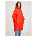 Červený dámský prošívaný zimní kabát s kapucí ICHI