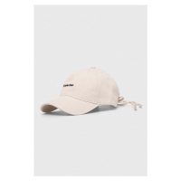 Bavlněná baseballová čepice Calvin Klein béžová barva, s aplikací, K60K611905