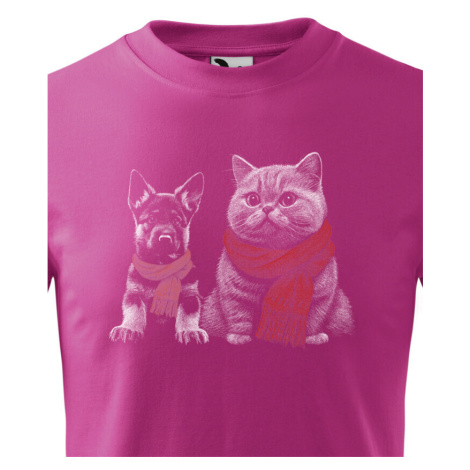 Roztomilé dětské tričko s potiskem pejska a kočky - skvělé dětské tričko BezvaTriko