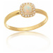 Dámský prsten ze žlutého zlata s opálem a zirkony PR0438F + DÁREK ZDARMA