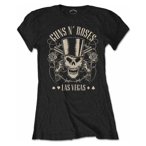 Guns N Roses tričko, Top Hat Skull &amp; Pistols Las Vegas, dámské RockOff