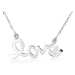 Stříbrný náhrdelník 925, lesklý, hladký, plochý nápis "love"