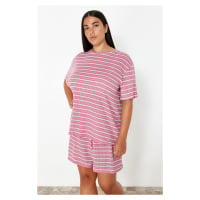 Trendyol Curve Pink Striped Camisole Knitted Pajama Set