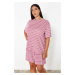 Trendyol Curve Pink Striped Camisole Knitted Pajama Set