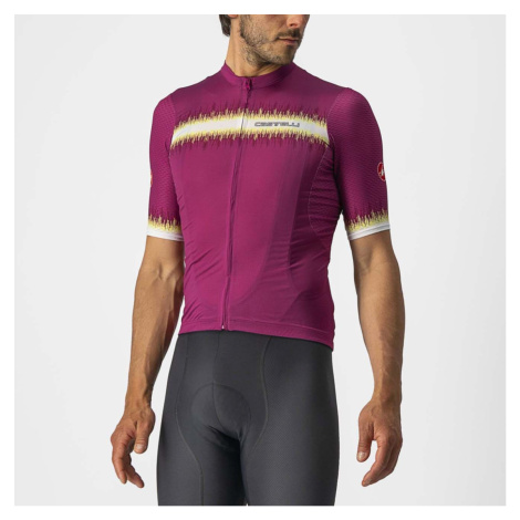CASTELLI Cyklistický dres s krátkým rukávem - GRIMPEUR - béžová/bordó/cyklámenová