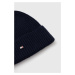 Kašmírová čepice Tommy Hilfiger tmavomodrá barva, z tenké pleteniny, vlněná