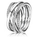 Pandora Stříbrný propletený prsten Timeless 190919CZ 54 mm