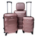 Rogal Zlato-růžová sada 4 luxusních skořepinových kufrů "Luxury" - S (20l), M (35l), L (65l), XL