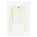 H & M - Propínací svetr z jemného úpletu - bílá