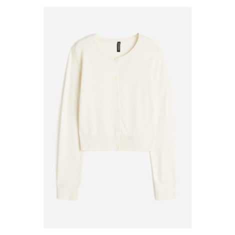 H & M - Propínací svetr z jemného úpletu - bílá H&M