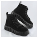 Černé šněrovací boty z imitace semiše (XA057)