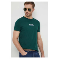 Bavlněné tričko Tommy Hilfiger zelená barva, s potiskem, MW0MW34387