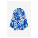 H & M - Plážové šaty's vázačkou - modrá