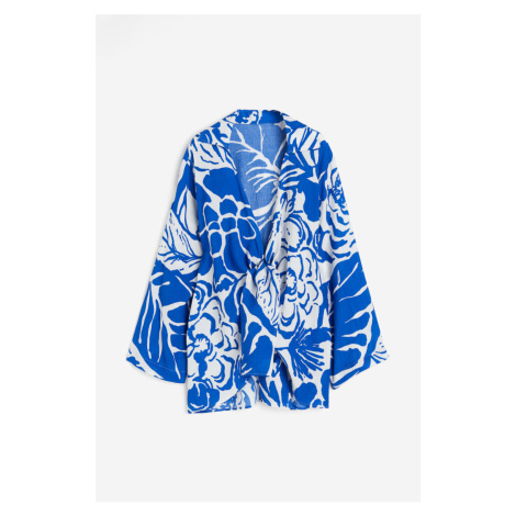 H & M - Plážové šaty's vázačkou - modrá H&M