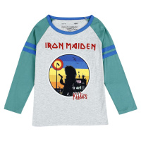 Iron Maiden Kids - EMP Signature Collection detské tricko - dlouhý rukáv šedá/tyrkysová