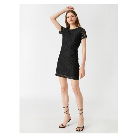 Koton Lace Mini Dress Scoop Neck Short Sleeves