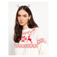 LC Waikiki Women's High Neck Christmas Theme Long Sleeve Knitwear Sweater