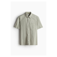 H & M - Košile z lněné směsi's krátkým rukávem Loose Fit - zelená