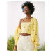 ASOS DESIGN co-ord cable cardigan with embroidered flowers in yellow