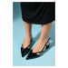 LuviShoes STEVE Black Patent Leather Women's Low Heel Sandals