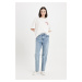 DEFACTO Straight Fit High Waist Ankle Length Jean Washed Trousers