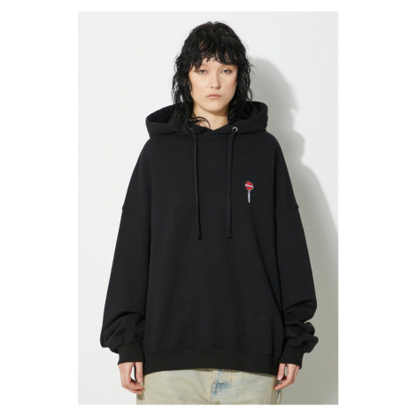 Bavlněná mikina Fiorucci Black Lollipop Patch Hoodie černá barva, s kapucí, s aplikací, M01FPSHO