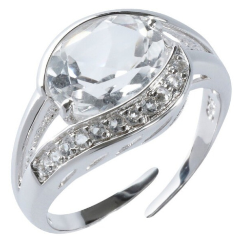 Nastavitelný stříbrný prsten s křišťály a oválným kamínkem Blancheporte