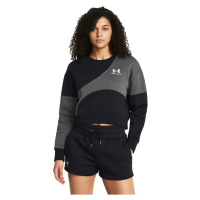 Essential Fleece Crop Crew | Black/Castlerock/White