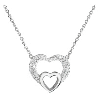 Evolution Group Stříbrný náhrdelník s krystaly Swarovski bílé srdce 32032.1