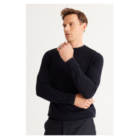 ALTINYILDIZ CLASSICS Men's Navy Blue Anti-Pilling Standard Fit Regular Fit Crew Neck Knitwear Sw AC&Co / Altınyıldız Classics