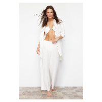 Trendyol White Woven Slit Trousers