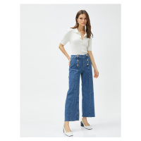 Koton Buttoned Wide Leg Jeans