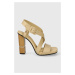 Kožené sandály Tommy Hilfiger HARDWARE BLOCK HIGH HEEL béžová barva, FW0FW07016