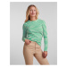 Zelené dámské pruhované basic tričko s dlouhým rukávem Pieces Ruka - Dámské