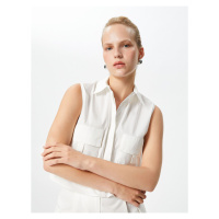 Koton Crop Shirt Cargo Pocket Detail Sleeveless