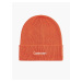 Oranžová dámská zimní čepice s příměsí vlny Calvin Klein