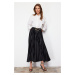 Trendyol Black Pleated Woven Skirt