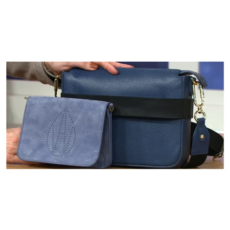 QVC AMANDA WAKELEY "THURMAN" kožená kabelka 2v1 Barva: Modrá