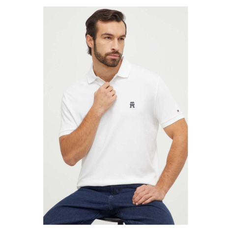 Bavlněné polo tričko Tommy Hilfiger béžová barva