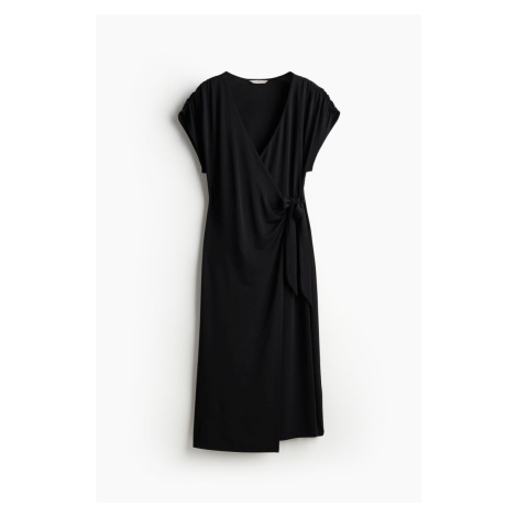 H & M - Žerzejové zavinovací šaty - černá H&M