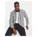 Topman buttoned overshirt in black and white check