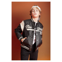 DEFACTO Boy's Water Repellent College Collar Bomber Jacket