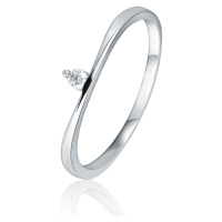 JVD Půvabný stříbrný prsten s čirým zirkonem SVLR0910X75BI