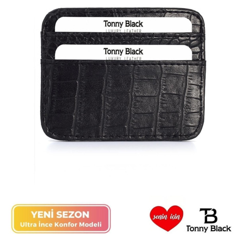 Tonny Black Original Women's Super Slim Croco Leather Slim with Money Compartment Credit Card & 