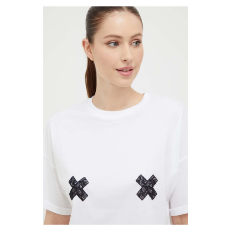 Bavlněné tričko Chantelle X bílá barva