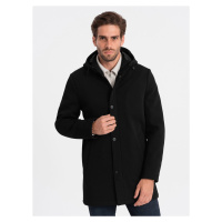 Ombre Men's insulated coat with hood and concealed zipper - black