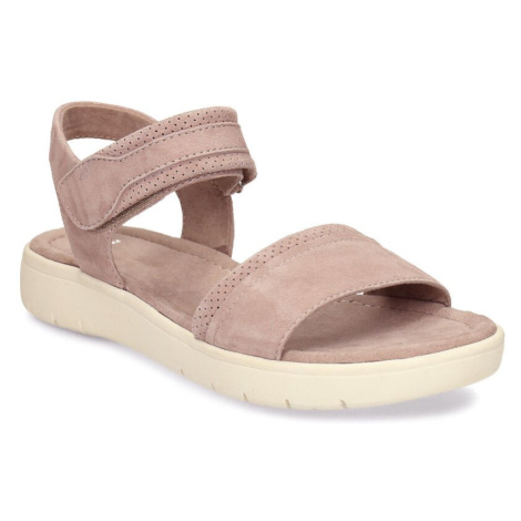 Růžové dámské kožené sandály