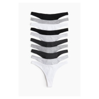 H & M - Bavlněné kalhotky thong 10 kusů - šedá